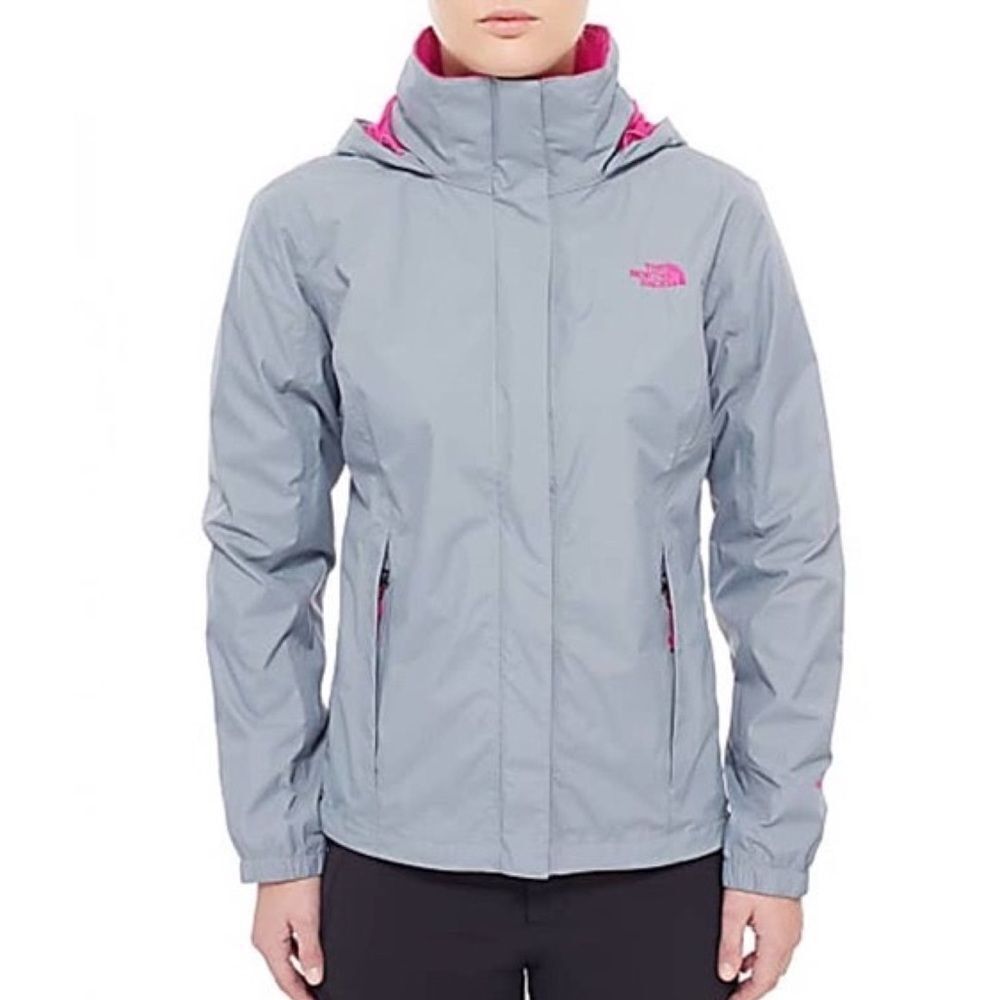The North Face Women’s Resolve Jacket In High Rise Grey/Glo Pink Size XS